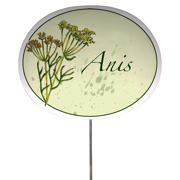 Kräuterschild mit Pflanzenskizze (verschiedene Motive)