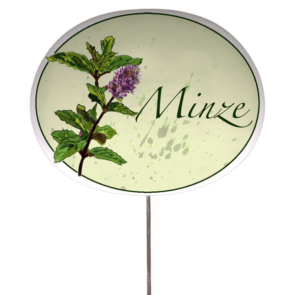 Kräuterschild mit Pflanzenskizze (verschiedene Motive)
