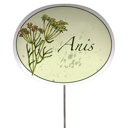 Kräuterschild mit Pflanzenskizze (verschiedene Motive)