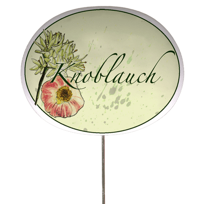 Kräuterschild mit Pflanzenskizze (verschiedene Motive)