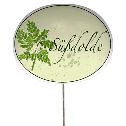 Kräuterschild mit Pflanzenskizze (verschiedene Motive)