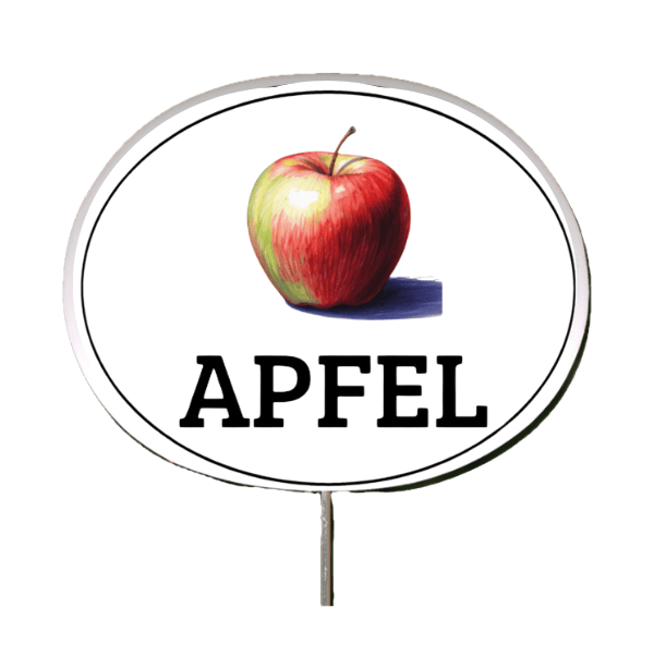Obstschild mit Skizze und individueller Beschriftung
