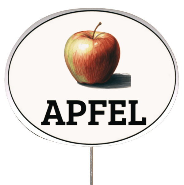 Obstschild mit Skizze und individueller Beschriftung